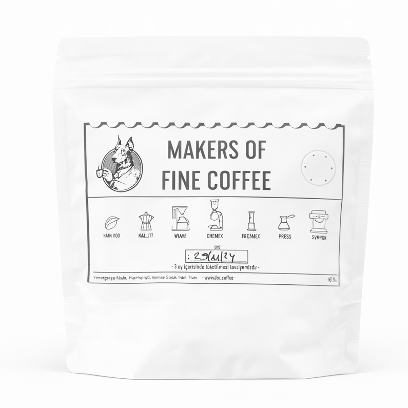 Doz Roastery kahve paketi arka yüz